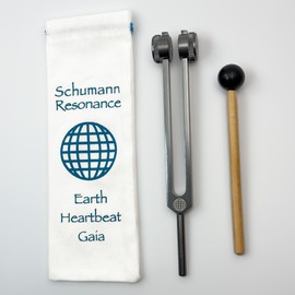 93.96Hz Schumann Weighted Tuning Fork with World Grid Engram - Carry Bag and Striker - Sound Healing Instruments and Biofield Harmonization - Chakra Alignment - Vibration Therapy Tools | Earthy Gray