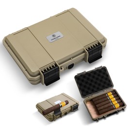CIGARLOONG Portable Cigar Humidor PVC & Cedar wood,Holds up to 5 Cigars,Durable Cigar Box(Brown)