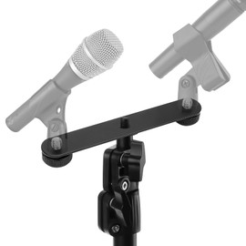 Geekria for Creators Double Microphone Mounts Connector Rod, 3/8 Male to Mic Boom Arm Port, Microphone Thread Adapter Compatible with Mic Stand, Microphone Arm (Black)