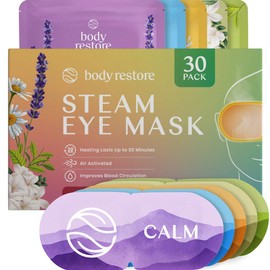 Body Restore Self Heated Steam Eye Mask 30 Pack - Birthday Gifts for Women, Men, Stye Eye Treatment, Relaxation, Travel Essentials - Variety