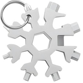 Father's Day Gift for Men, 18-in-1 Snowflake Multi tool, Stocking Stuffers gifts for Women Adults Dad Husband Boyfriend, Unique Ideas Gadgets Multitool mini Screwdriver Wrench Bottle Opener-Silver