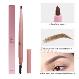 Elite Eves Dual-Ended Microblading Eyebrow Pen - 2-in-1 Waterproof Brow Pencil for Natural Hair-Like Brows, Eyebrow Makeup for Natural Looking Eyebrows, 100% Cruelty-Free (4 Colors) (Dark Brown)