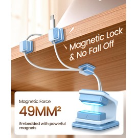 GolBinBox Cable Clips, Glow in the Dark Cable Holders, 6 Pack Magnetic Cord Organizer with Shockproof Silicone, [Fits up to 8mm]Adhesive Cord Clips for Desk, Wall, Nightstand, Car, Home, Office, Blue