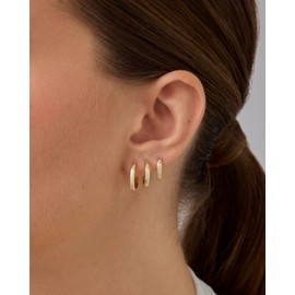 PAVOI 18K Yellow Gold Plated 925 Sterling Silver Posts 3 Pairs Hoop Earrings Set for Women | Huggie Earring Pack