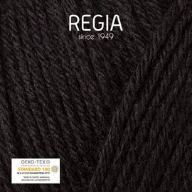 Regia 9801275 plain 6-ply hand knitting yarn, sock yarn, 150 g balls, Black , 18 x 10 x 10 cm