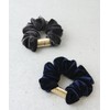 VingTAINE HS-92-G-GY Velour Scrunchie Hair Accessory with Plate, Gold x