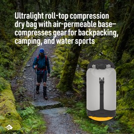 Sea to Summit eVac Ultra-Lightweight Compression Dry Bag, Waterproof Dry Storage, 8 Liter, High Rise Grey