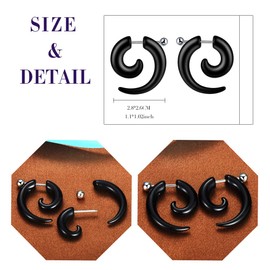 Feilok Unisex Men's Women's Acrylic Piercing Spiral Expander Stud Earrings Snail Polka Dots Plugs Tunnel Ear Wedge Expander Black, Acrylic