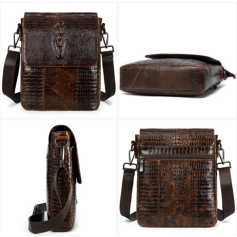 NIUCUNZH Leather Flap Messenger Bag for Men Small Crossbody Shoulder