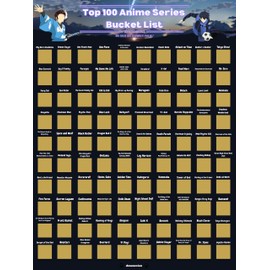 Desunecion 100 Anime Scratch Off Bucket List Poster - Top Animes with Vibrant Illustrations (16.5" x 23.4") - Never Wonder What Show to Watch Next - For Anime Lovers, Christmas, Birthdays and more