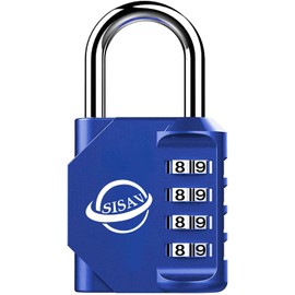 SISAV 4 Digit Combination Lock,Gym Padlock,Outdoor Combination Padlock,Suitable for School Lockers,Tool Boxes,Fences,Gate(Blue 1Pack)
