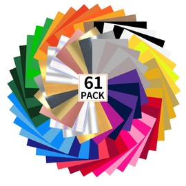 FUNKAKA HTV Heat Transfer Vinyl Bundle, 62 Pack 12" x 10" Sheets HTV Vinyl for T-Shirt, 35 Assorted Colors Iron On Vinyl for All Cutter Machine Easy to Cut & Weed for Heat Vinyl Design