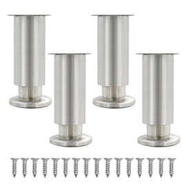4 x Furniture Feet, Height-Adjustable Feet for Furniture Feet, 0-15 mm Furniture Legs, Stainless Steel Cabinet Feet, Cabinet Feet for Cabinets, Dressers, Sofa, Table, Bed Feet, Cabinet Feet for Couch