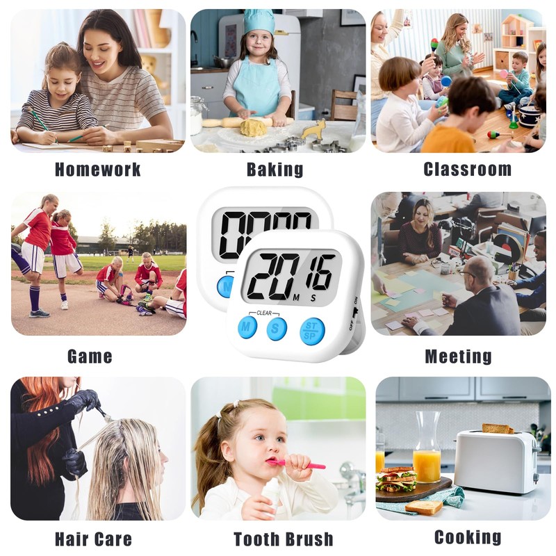 ZILLEEN Kitchen Timer Digital with Magnetic Back for Kids Classroom,