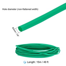 MECCANIXITY Heat Shrink Tubing, 1/8 Inch ID 49 ft Long 2:1 Ratio Polyolefin Heat Shrink Cable Sleeve for Electrical Wire Insulation, Cable Management, Green