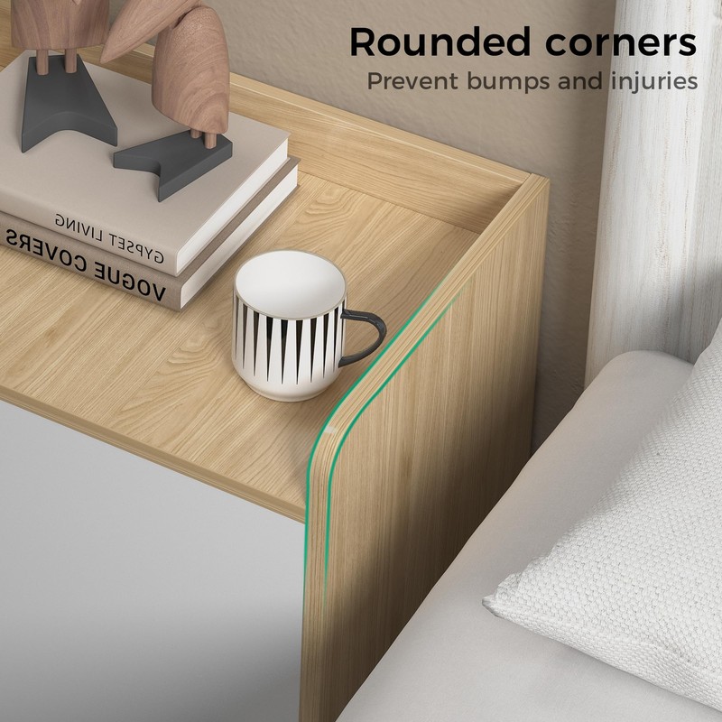 Modern Wooden Nightstand, Durable, Elegant Design for Small Spaces, Wooden