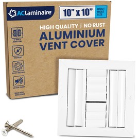 10" x 10" Duct Hole [11.6" x 11.6" Face] Aluminum 4-Way Vent Cover: Adjustable Curved Blade Air Supply Diffuser - Plastic Seal for Tight Fit, Quiet Air Flow, Multi-Shutter Damper