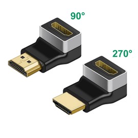 pjp electronics 8K HDMI 90 Degree Adapter 270 Degree Right Angled Hdmi Connector 8K 60Hz / 4K 120Hz HDMI 2.1 Bend Adapters with HDR for Wall Mounted TV, PC, Laptop, Stick (Right Angled)