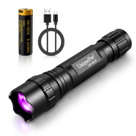 UniqueFire 501F 395nm UV Flashlight, Single Mode Zoomable Handheld Mini Powerful UV Torch, LED UV 395nm Blacklights for Resin Curing,Pet Urine Detection, Paper Currency, etc