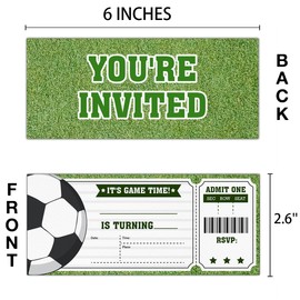 Qlnuk Soccer Birthday Invitations Soccer Ticket Invitations, Set of 20 Invites with Envelopes