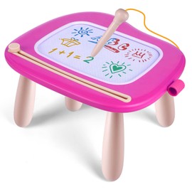 Smasiagon Large Magnetic Magic Drawing Board with Stand, Colourful Erasable Desk for Kids Ages 1, 2, 3, as a Christmas or Birthday Gift, Rose