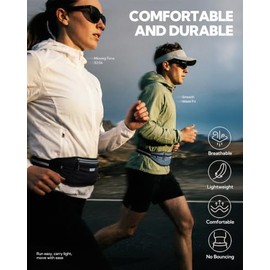 WATERFLY - Cinturón de correr delgado y transpirable con 4 bolsillos para