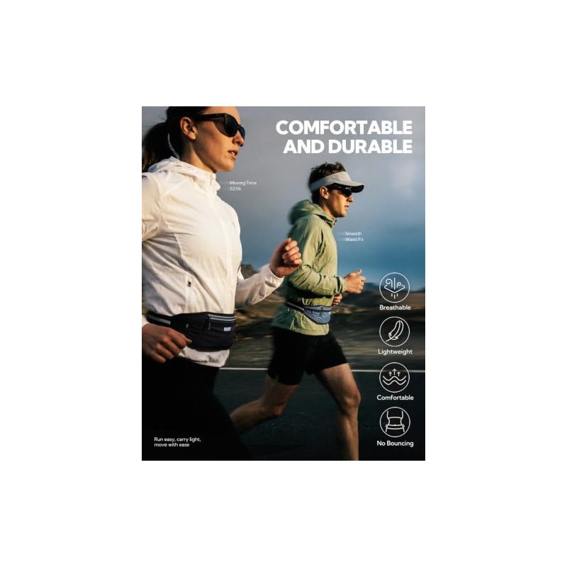 WATERFLY - Cinturón de correr delgado y transpirable con 4