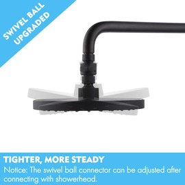 KES Shower Head Swivel Ball Joint Shower Connector Adapter Brass Adjustable Shower Arm Extension Universal Component Matt Black, PSB101-BK