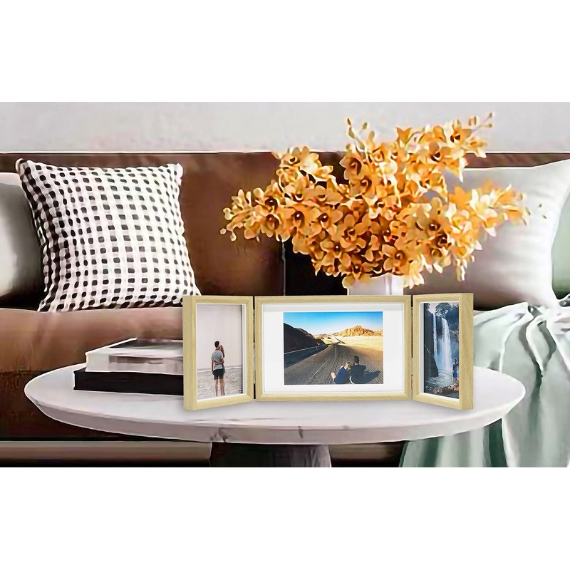 Smiling Art Foldable Photo Frame for 3 Landscape and Portrait