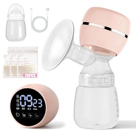 LAWAN Extractor de Leche Eléctrico Manos Libres, Sacaleches Eléctrico Recargable, Ultra Silenciosa y Sin Dolor,3 Modos y 12 Niveles,Bajo Ruido y Sin Dolor, Pantalla LED,Incluye 20 bolsas para almacenar leche materna de regalo