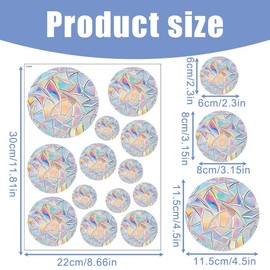 WeddHuis 13 Window Stickers, Bird Protection for Glass Panes, Prism Window Stickers, Circle, Bird, Anti-Collision Window Sticker, Anti-Collision Window Stickers