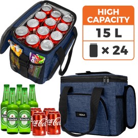 OPUX Soft Cooler Bag, Insulated Collapsible Lunch Cooler Tote for Men Work Camping Beach Travel, Portable Soft Sided Leakproof Waterproof Large Lunch Bag Box with Shoulder Strap 24 Cans, Heather Navy