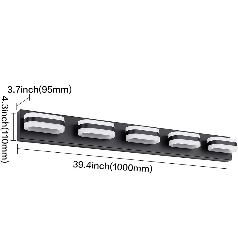 PRESDE Modern Black Bathroom Lights Fixtures Over Mirror 5 Light