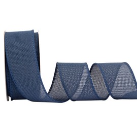 Zofrud Navy Burlap Ribbon - 1.5 Inch x 10 Yards | Faux Jute Wired Ribbon for Wreaths, Christmas Decorations, Rustic Weddings, and Large Bow