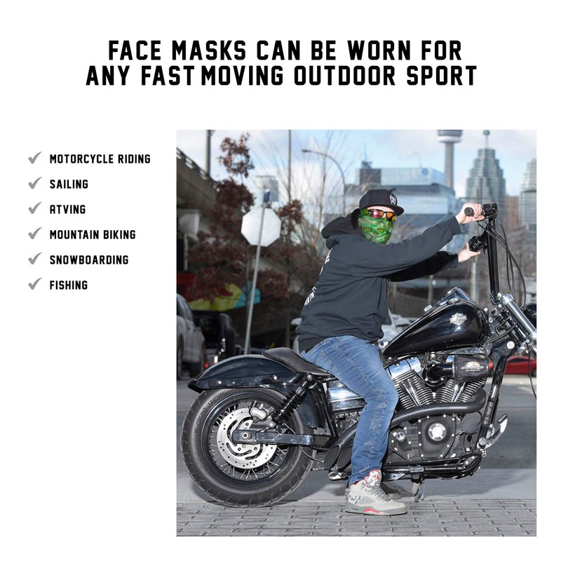 Fast Mask Tubular Face Mask, Tubular Bandana Green Skulls Design,