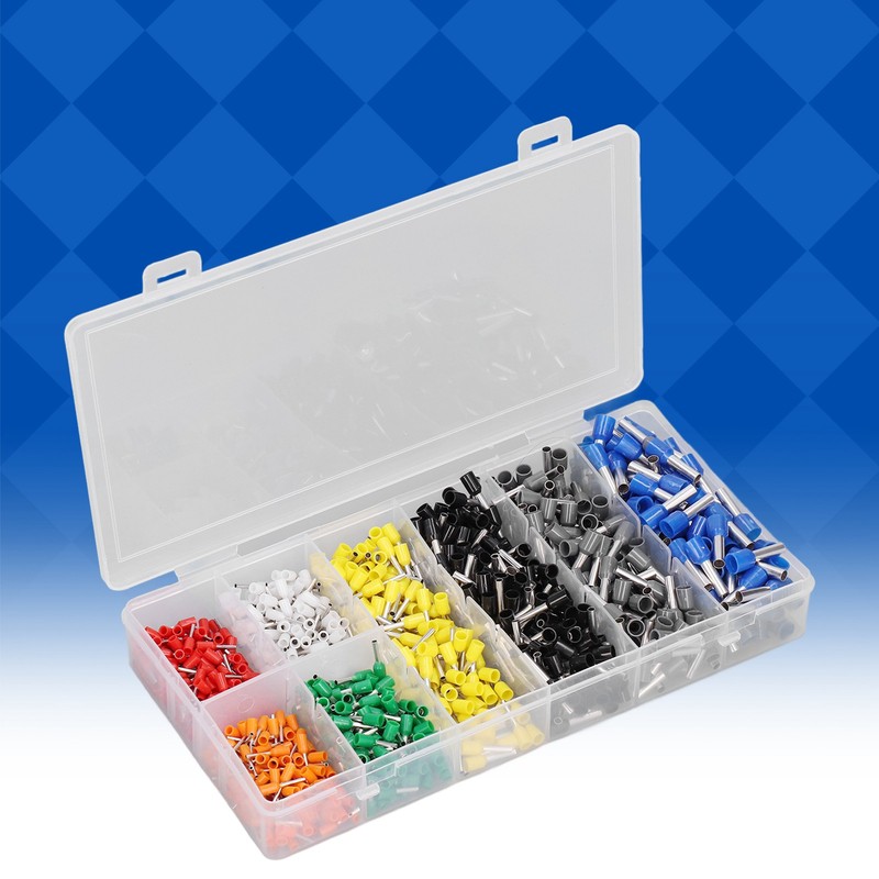 1000Pcs Wire Ferrules Terminals Kit Brass PP Ferrules Crimping Kits