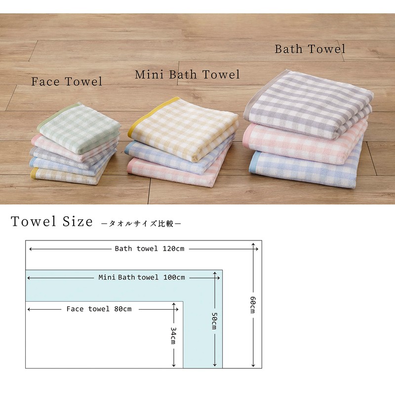 kosugizen Bath Towel, Pastel Cloth, 23.6 x 47.2 inches (60