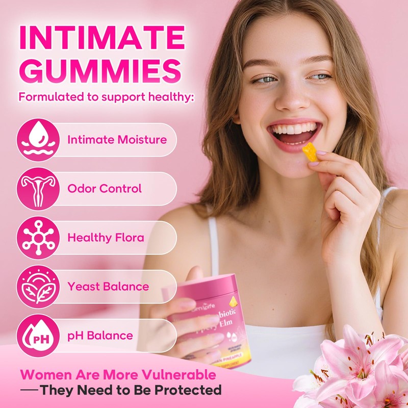 Women's Probiotic Slippery Elm Gummies, Her Juicy Feminine Probiotics Gummies
