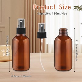 6 Pcs 120ml/4oz Amber Glass Spray Bottle Empty Perfume Bottles Fine Mist Spray Make Up Container with Dust Proof Lids for Liquid Cosmetic