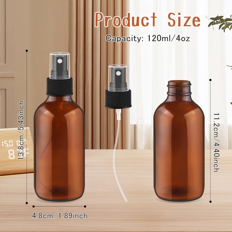 6 Pcs 120ml/4oz Amber Glass Spray Bottle Empty Perfume Bottles