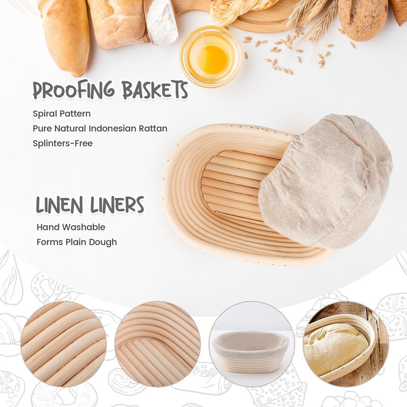 DOYOLLA Mini Oval Proofing Set (6.5inch, set of 5), Sourdough