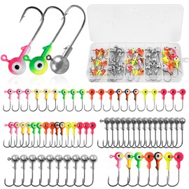 Jig Heads for Fishing, 68 Pieces Crappie Jigs Head Kit with 3D Eyes Fishing Jig Hooks for Crappiie Bass Trout Walleye Fish Jig 1/32oz 1/16oz 3/28oz 3/16oz 1/4oz Saltwater Freshwater Fishing Tackle Kit