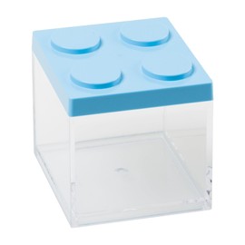 OMADA Design Confetti Container for Confetti or Candy, Brick Type, Transparent Plastic and Coloured Lid - 1500 ml - 10 x 10 x 20.5 cm