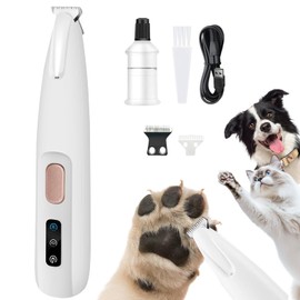 Ntrjtrss Electric Dog Paw Trimmer, Paw Clippers for Dogs 18 mm Wide Blade Rechargeable Paw Shavers for Dogs Feet with LED Light, 35 dB Low Noise Waterproof for Paws, Ears, Face, Rump