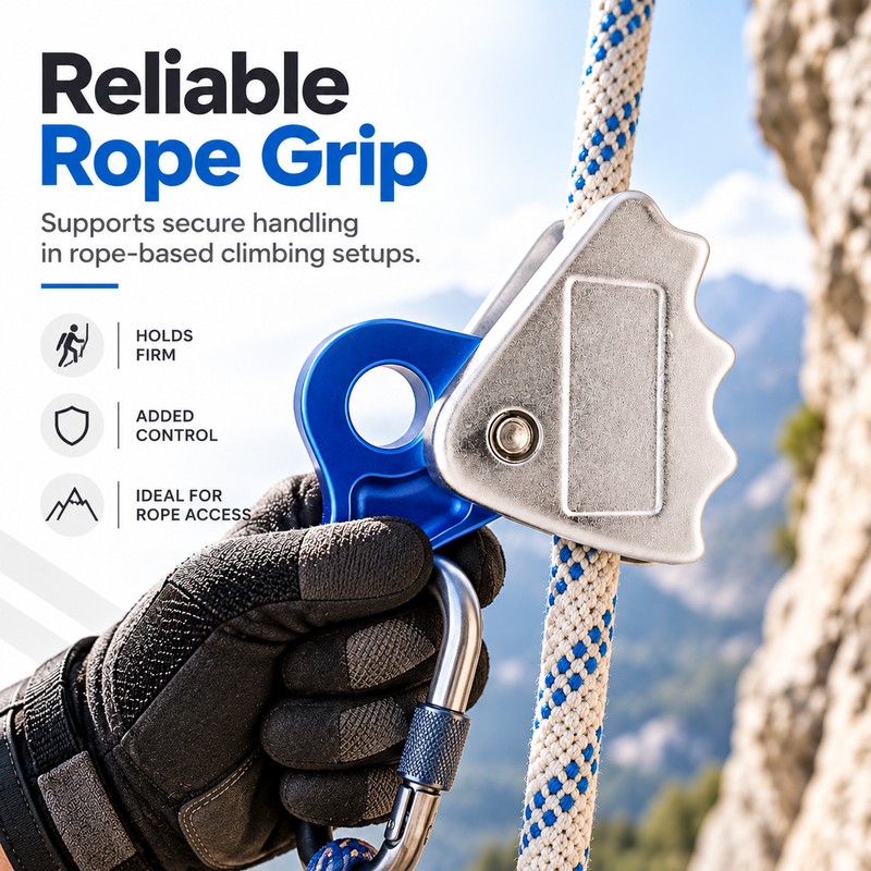 15kN Aluminum Rope Grab for Climbing Use – Adjustable Rope