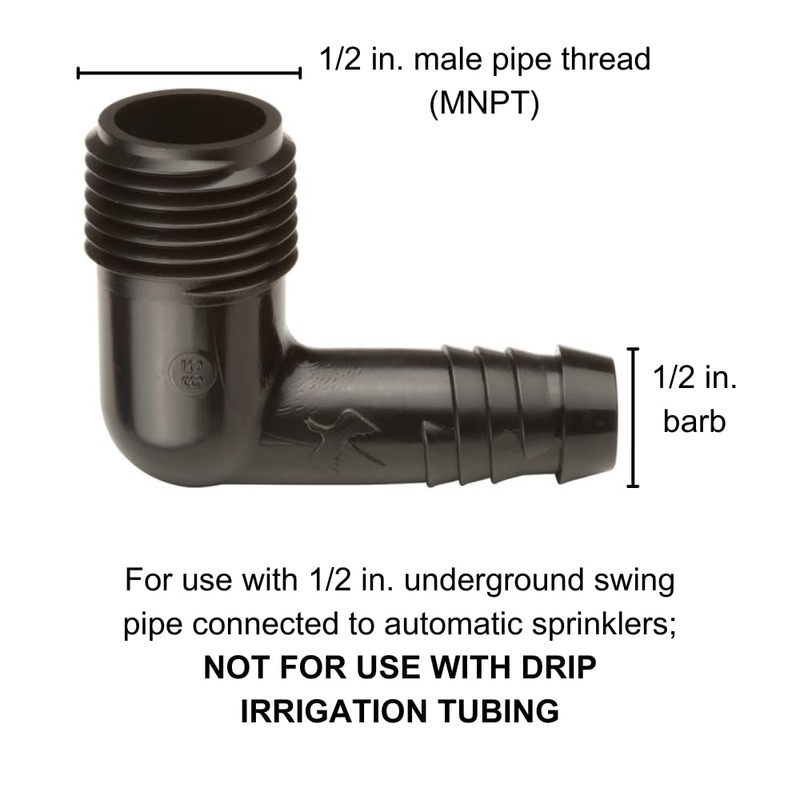 Rain Bird SWGE050B EZ Pipe/Swing Pipe Elbow Fitting, 1/2" Male