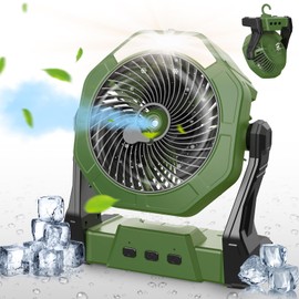 Ausic Portable Misting Fans for Outside, [Max 35H Runtime] Outdoor Cooling Fan for Patios, 8 Inch Battery Operated Rechargeable Fans, Water Spray Fan with LED Light, Travel Beach Camping Essential