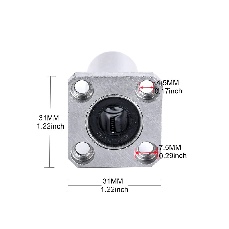 Ruimou 2pcs LMK10UU Longer Model Square Linear Bearing Sliding Unit