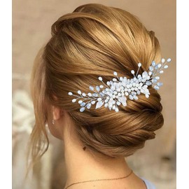 YBSHIN Wedding Hair Accessories for Women Pearl Silver Bridal Hair Comb Headpieces Beaded Hair Accessories for Women and Girls