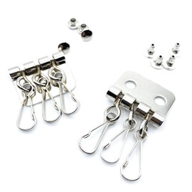 Craft Parts Shop Key Case, Key Holder, Metal Fittings, 3 Tiers, Silver, 5 Pieces with Caulking, Silver